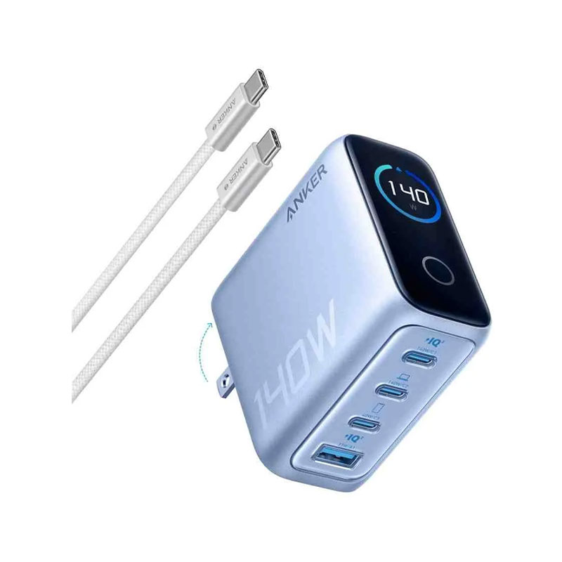Anker Zolo 140W 4-Port Multi Device Charging GaN Power Adapter With Type-C Cable