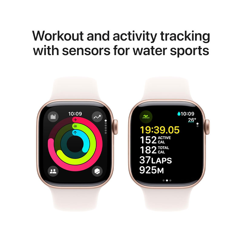 Apple Watch 10 42mm, GPS Rose Gold Aluminium Case with Light Blush Sport Band - S/M