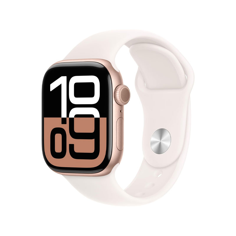 Apple Watch 10 42mm, GPS Rose Gold Aluminium Case with Light Blush Sport Band - S/M