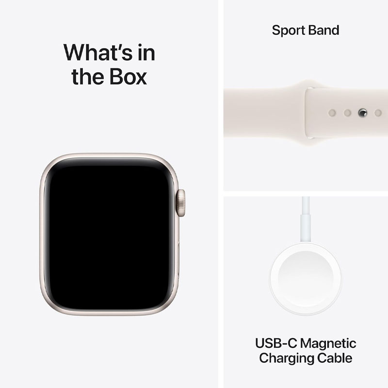 Apple Watch SE 2nd Gen GPS 44mm Starlight Aluminium Case with Starlight Sport Band S/M