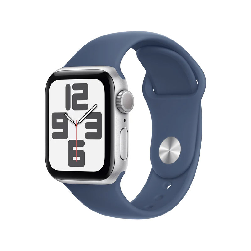 Apple Watch SE 2nd Gen GPS 40mm Silver Case with Denim Sport Band M/L