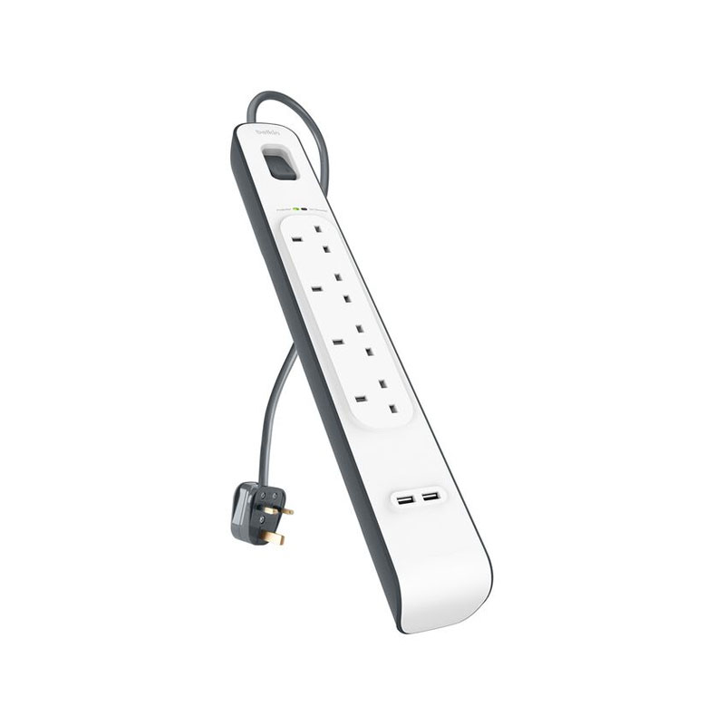 Belkin 4 Outlets 2M Surge Protection Strip with 2 USB Ports