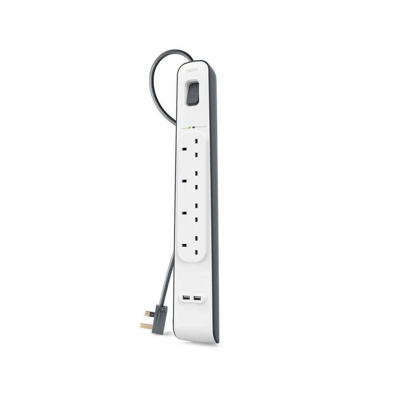 Belkin 4 Outlets 2M Surge Protection Strip with 2 USB Ports