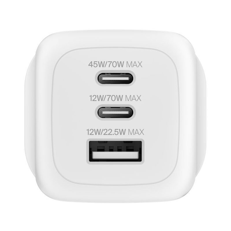 Belkin BoostCharge Pro 70W 3-Port GaN Wall Charger (International Plug)