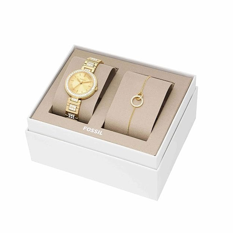 Fossil BQ3903SET Carli Women's Wrist Watch with Bracelet Box Set