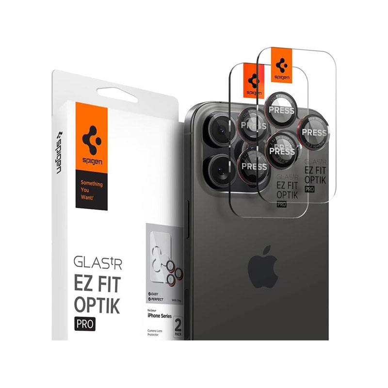 Spigen Glas.tR EZ fit Optik pro L-Series Camera Lens Protector for iPhone 16 Pro / 16 Pro Max / 15 Pro / 15 Pro Max / 14 Pro / 14 Pro Max