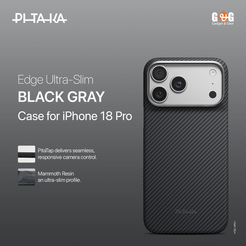 PITAKA Edge Ultra-Slim Black Gray Case for iPhone 18 Pro
