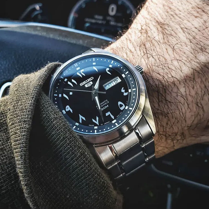 Seiko 5 SNKP21J1 Arabic Style Black Dial Automatic Men's Wrist Watch