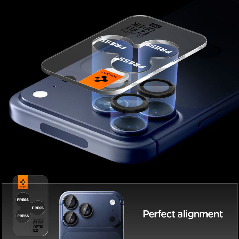 Spigen Glas tR EZ fit Optik pro Camera Lens for iPhone 17/16/15/14 Pro & Pro Max (1 piece)