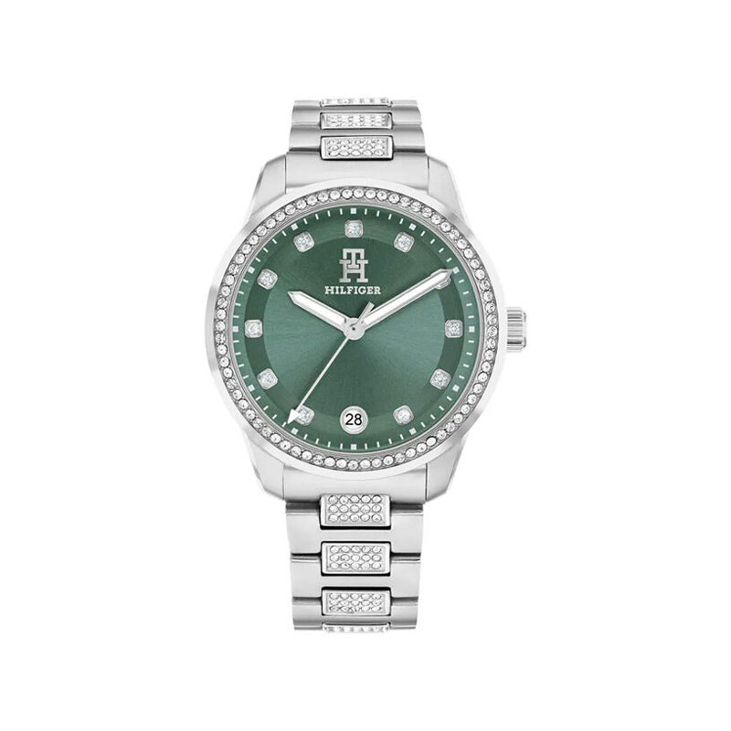 Tommy Hilfiger 36MM T85 Green Dial Crystals Women's Watch (TW001880)