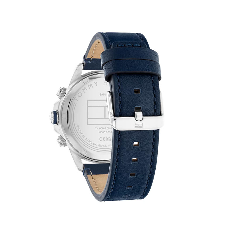 Tommy Hilfiger Men's Multifunction Navy Blue Leather Strap Watch (TW001507)