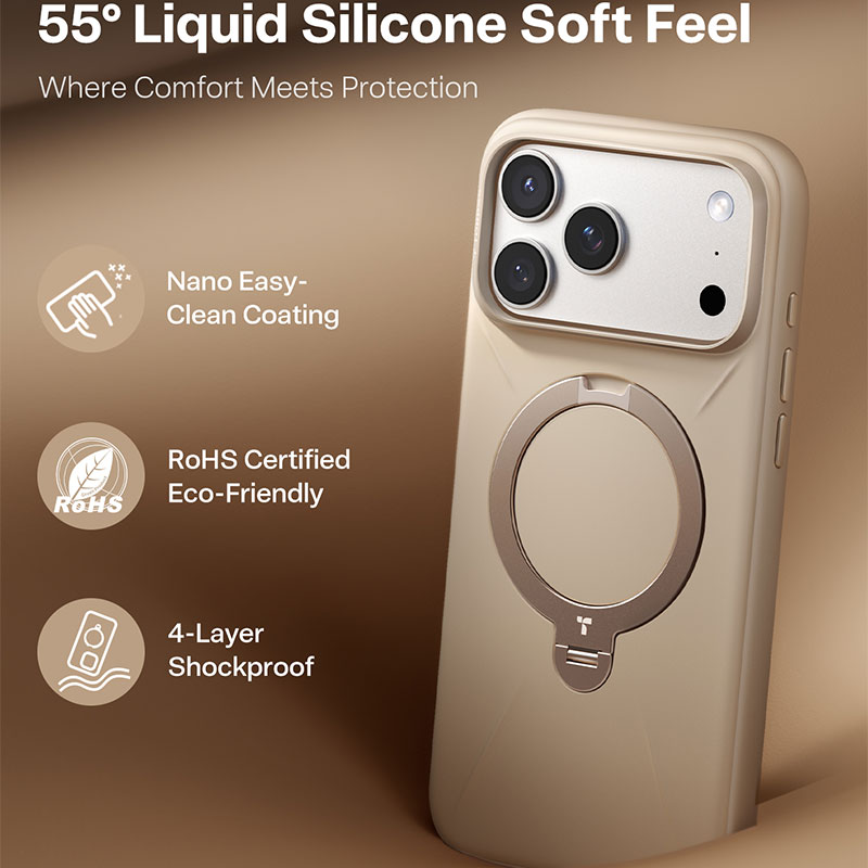 Torras Ostand Spin Silicone Case for iPhone 17 Pro Max