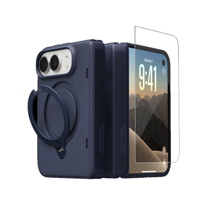 TORRAS Ostand Q3 Spin Case with Screen Protectors for iPhone Duo