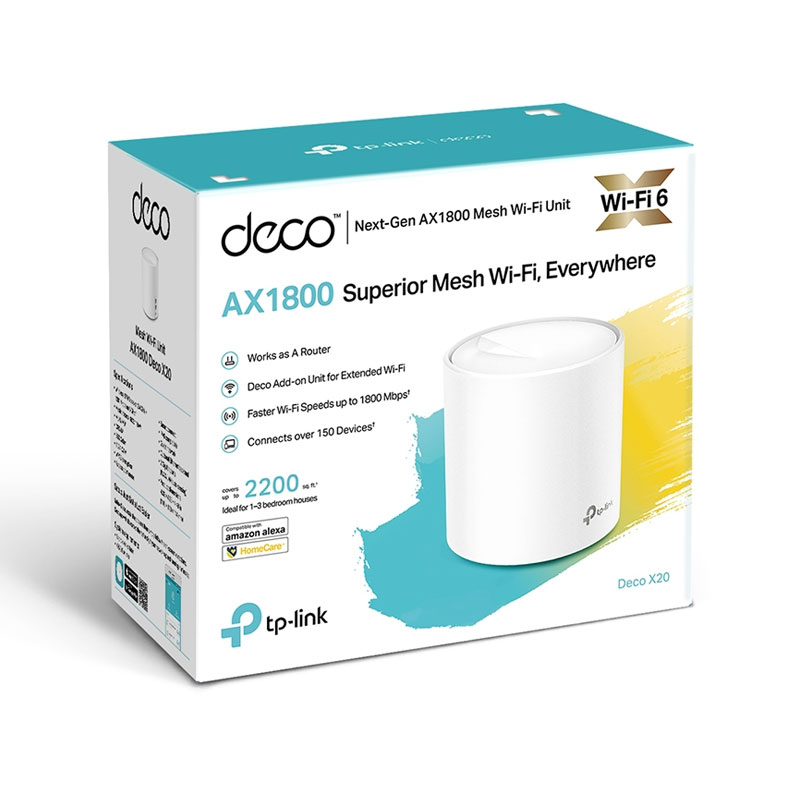 TP-Link Deco X20 AX1800 Whole Home Mesh Wi-Fi 6 System (1-Pack)